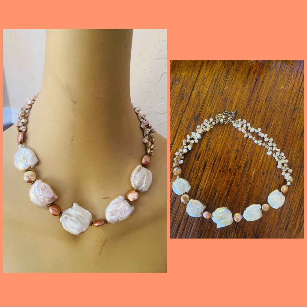 Sterling Silver Genuine Cultured Pearls Necklace
